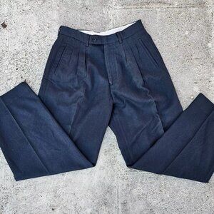 Montage Pour Homme Men Dress Pant Navy Blue Pleated Size 32X30 inches